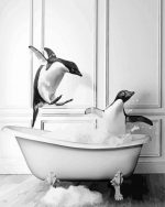 Penguins Enjoying The Bath paint by numbers