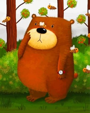 Aesthetic Bear And Bees paint by numbers