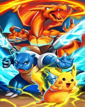 Pokemon Pikachu And Charizard paint by numbers
