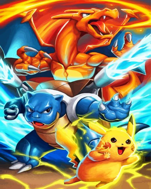 Pokemon Pikachu And Charizard paint by numbers