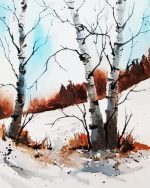 Aesthetic Birches In Winter paint by numbers