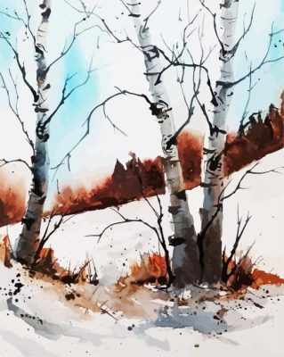 Aesthetic Birches In Winter paint by numbers