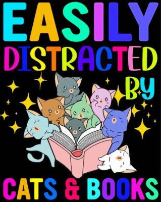 Distracted By Books And Cats paint by numbers