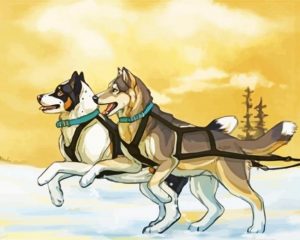 Dogsledding Art paint by numbers