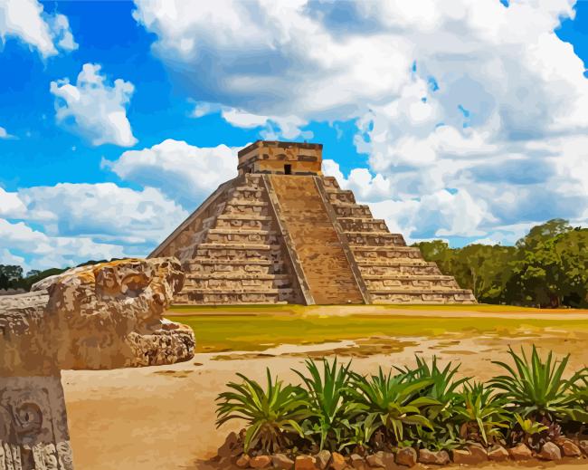 El Castillo Mexico paint by numbers