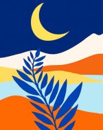 Moon And Night Bloomer Mountain Landscape paint by numbers