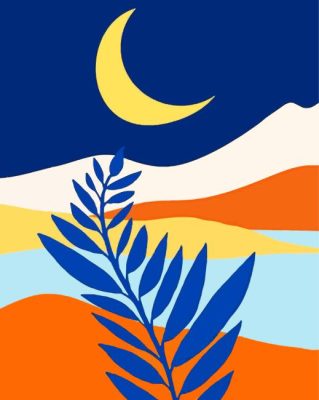 Moon And Night Bloomer Mountain Landscape paint by numbers