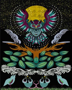 Owl Rosemaling Art paint by numbers