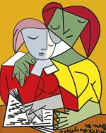 Two Girls Reading paint by numbers