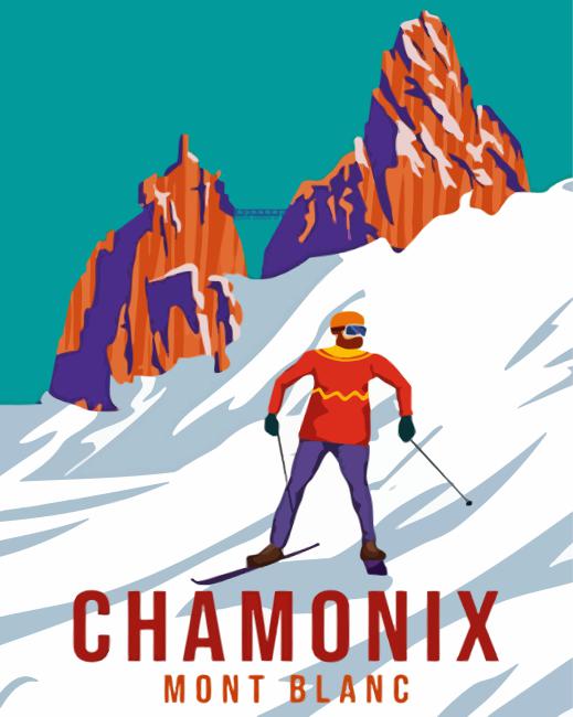 Chamonix Skiing paint by numbers