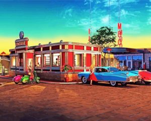 Retro 1950s Diner paint by numbers