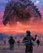 Kaiju Monster And Soldiers Paint By Numbers