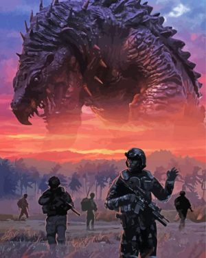 Kaiju Monster And Soldiers Paint By Numbers