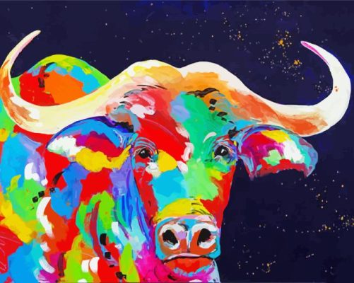Colorful Cape Buffalo Paint By Numbers 