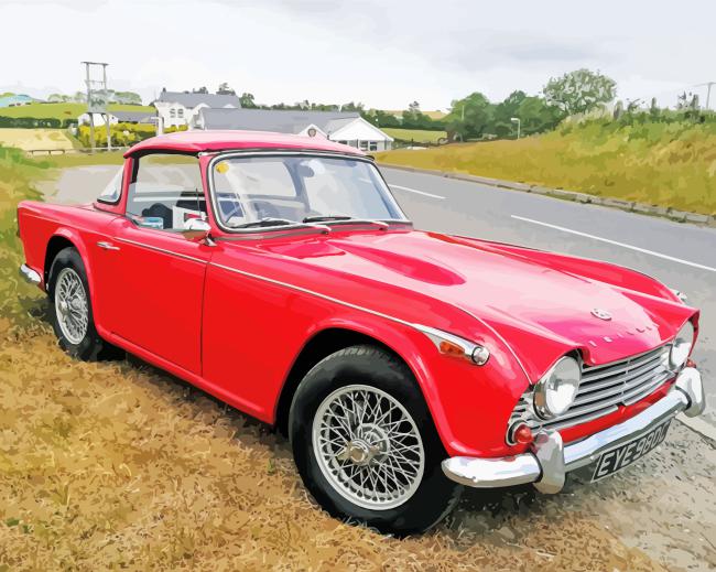 Red Triumph TR4A Paint By Numbers