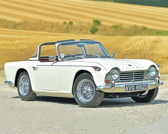 white Triumph TR4A Paint By Numbers