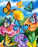 Butterflies And Flowers Paint By Numbers