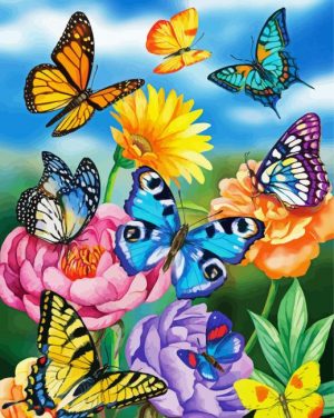 Butterflies And Flowers Paint By Numbers