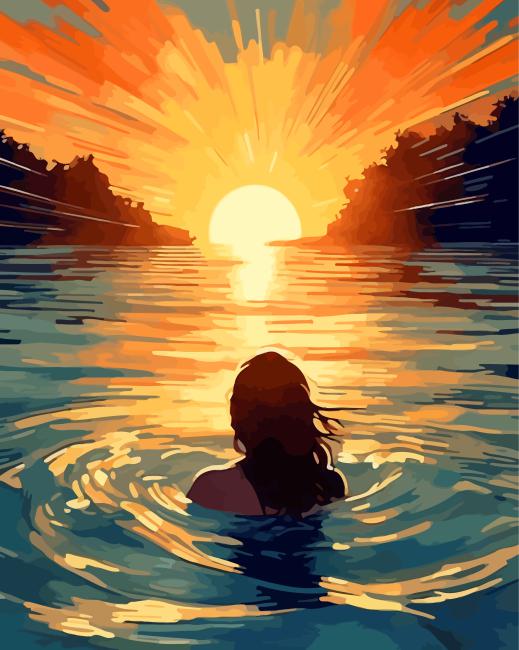 Woman Contemplating The Sunset Paint By Numbers