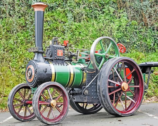 Green Traction Engine Paint By Numbers