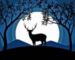 Moonlight Deer Silhouette Paint By Numbers
