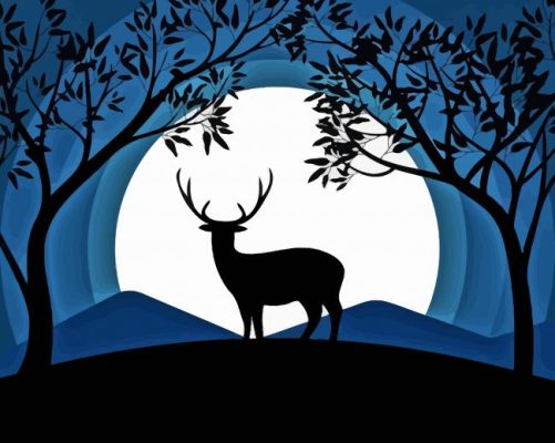 Moonlight Deer Silhouette Paint By Numbers