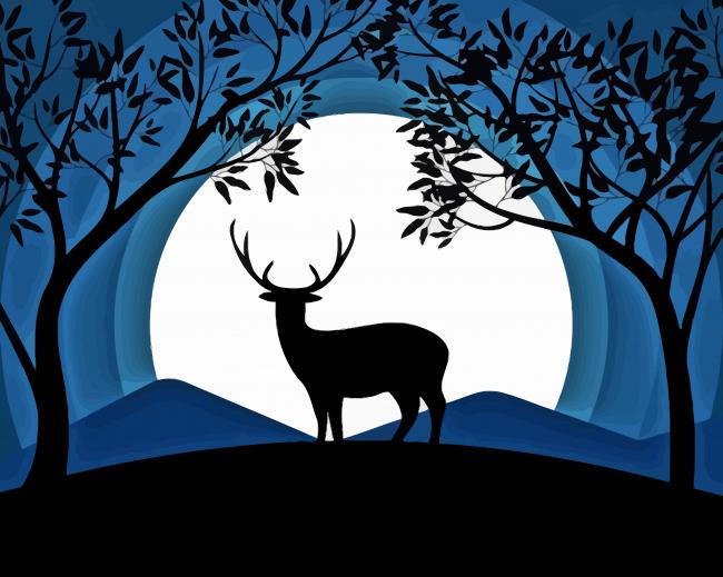 Moonlight Deer Silhouette Paint By Numbers