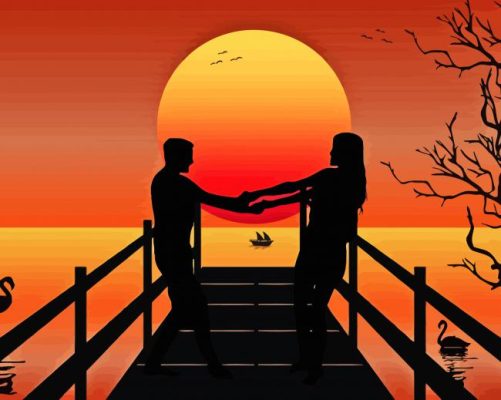 Couple In Love Silhouette Paint By Numbers