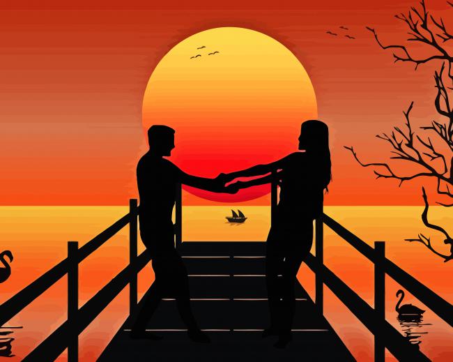 Couple In Love Silhouette Paint By Numbers