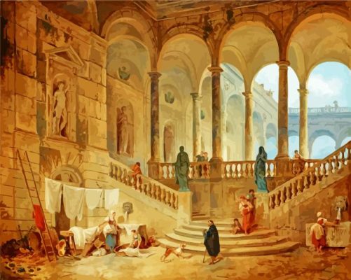 Landscape With Temple Paint By Numbers