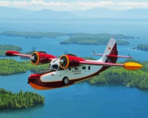 Red Grumman Goose Paint By Numbers