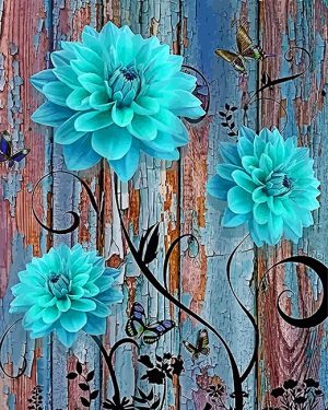 Blue Dahlia Flowers Paint By Numbers