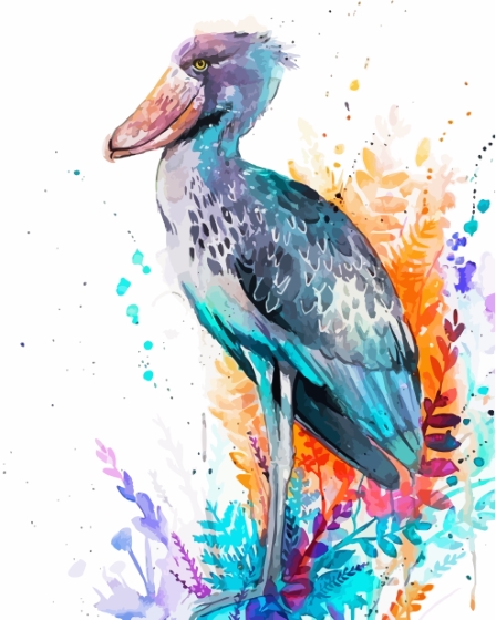 Splatter Shoebill Paint By Numbers