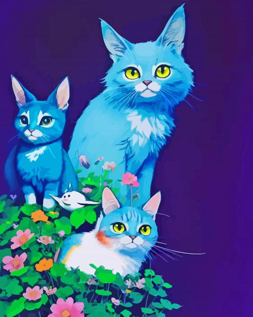 Blue Cats Paint By Numbers