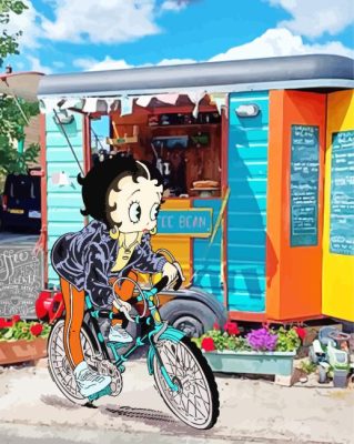 Betty Boop Riding A Bike Paint By Numbers 
