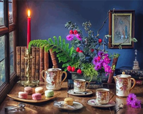 Books And Tea Paint By Numbers