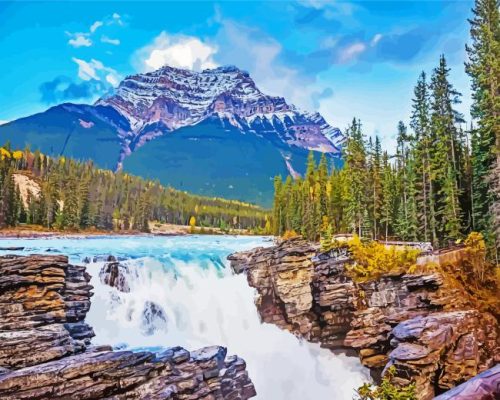 Athabasca Waterfall Canada Paint By Numbers 