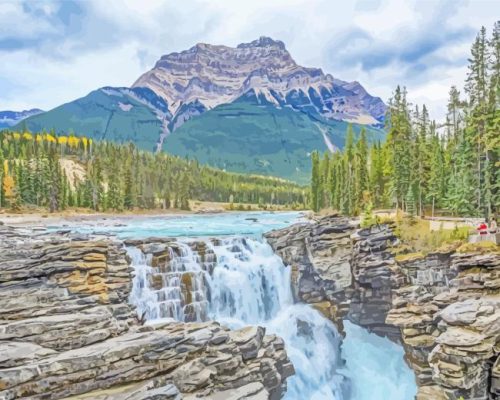 Athabasca Falls Landscape Paint By Numbers 