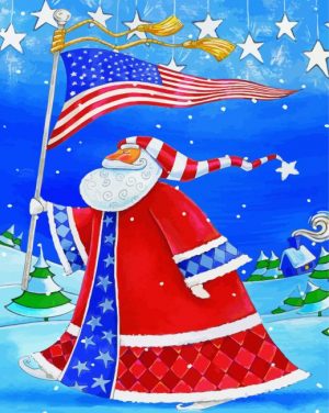 Patriotic Santa Paint By Numbers