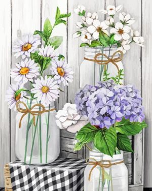 Checkered Mason Jars Paint By Numbers