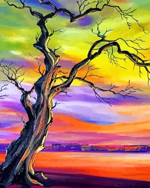 Dead Tree At Sunset Paint By Numbers