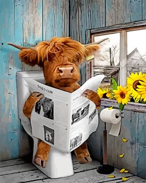 Highland Cow In Toilet Paint By Numbers
