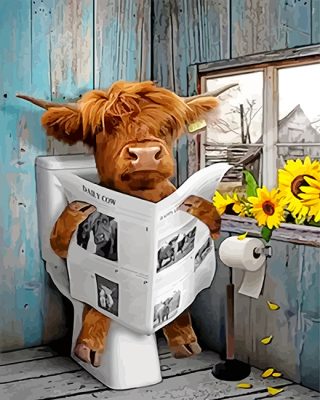 Highland Cow In Toilet Paint By Numbers
