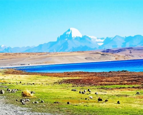 Kailash Mansarovar Landscape Paint By Numbers 