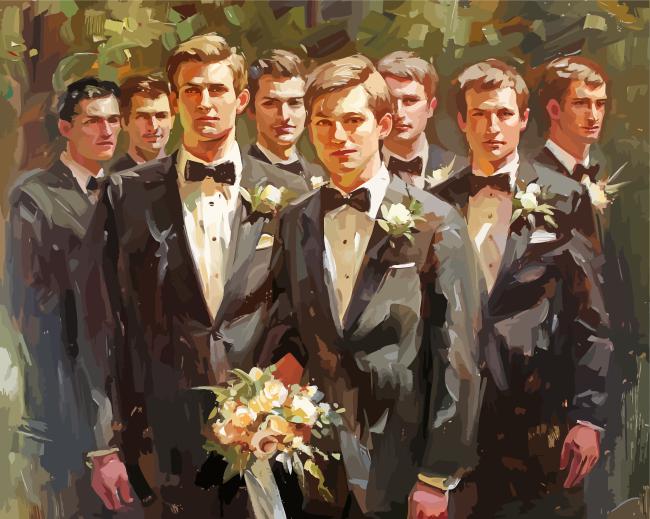 Groom With His Groomsmen Paint By Numbers