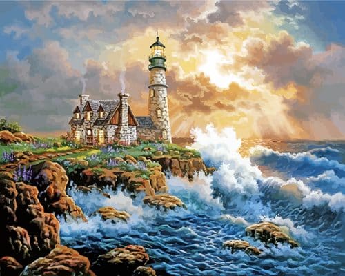 Seaside Lighthouse paint by numbers