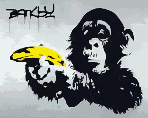 Monkey With Banana By Banksy Paint By Number