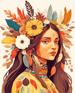Boho Indian Tribal Girl Paint By Number