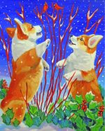 Corgi Dogs In Snow Paint By Number