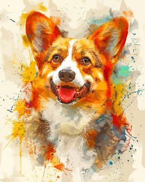 Corgi Splatter Paint By Number